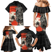 Japanese Dragon Katana Enso Family Matching Mermaid Dress and Hawaiian Shirt Japan Pagoda Seamless Cloud LT14 - Polynesian Pride