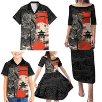 Japanese Dragon Katana Enso Family Matching Puletasi and Hawaiian Shirt Japan Pagoda Seamless Cloud LT14 - Polynesian Pride
