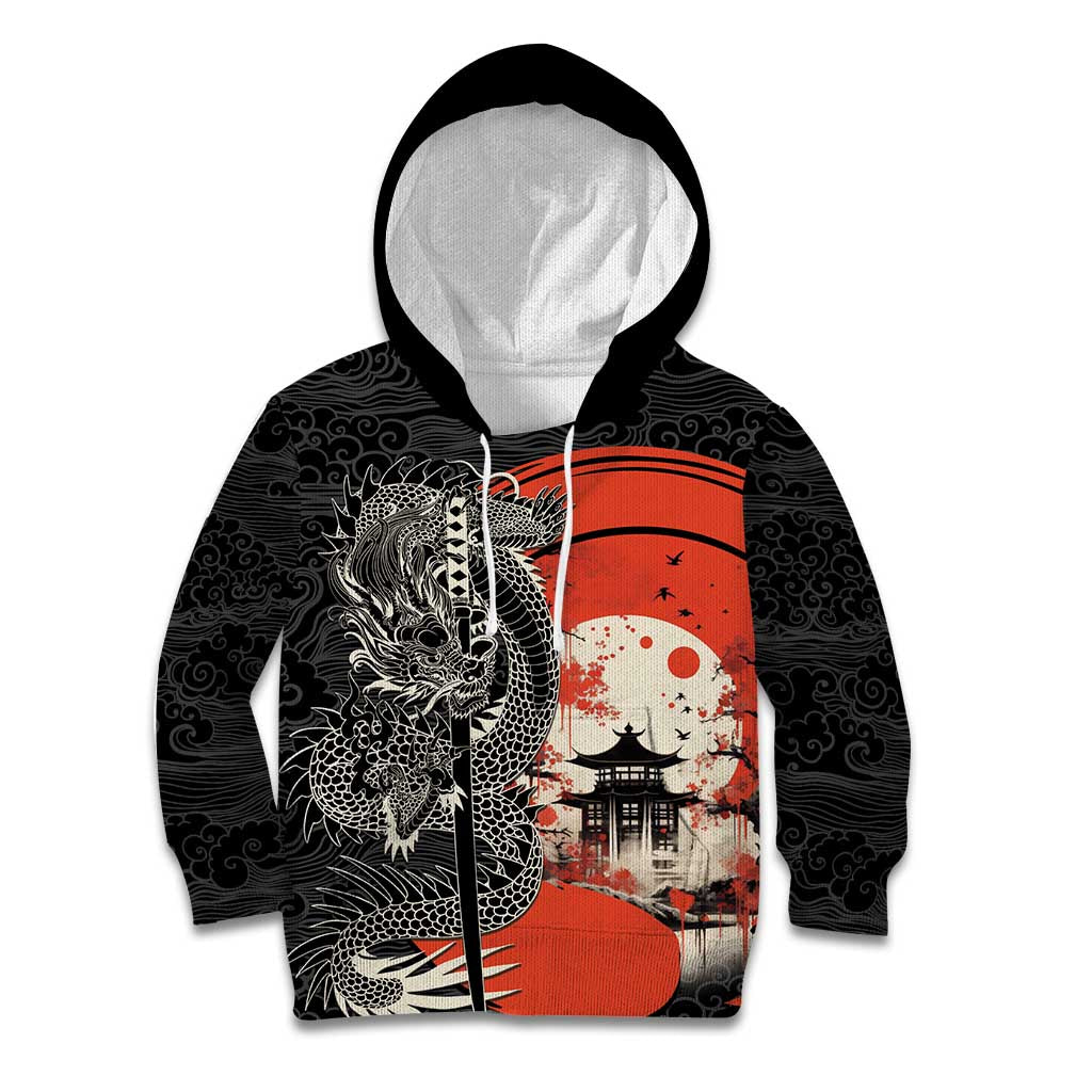Japanese Dragon Katana Enso Kid Hoodie Japan Pagoda Seamless Cloud - Polynesian Pride