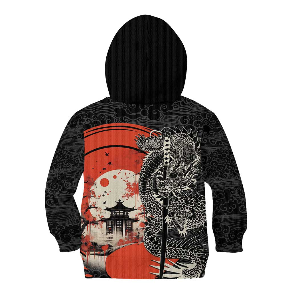 Japanese Dragon Katana Enso Kid Hoodie Japan Pagoda Seamless Cloud - Polynesian Pride