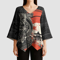Japanese Dragon Katana Enso Kimono Sleeve Blouse Japan Pagoda Seamless Cloud LT14 - Polynesian Pride