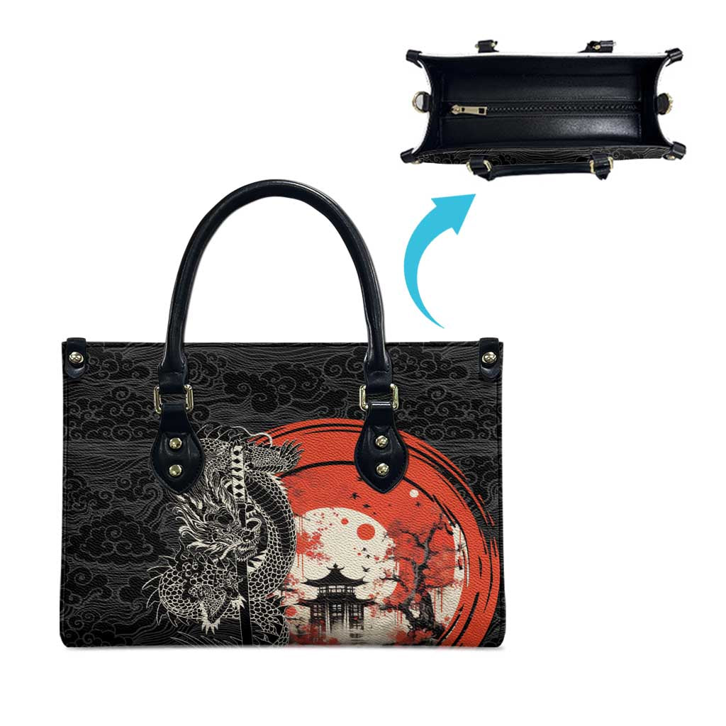 Japanese Dragon Katana Enso Leather Bag Japan Pagoda Seamless Cloud - Polynesian Pride
