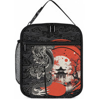 Japanese Dragon Katana Enso Lunch Bag Japan Pagoda Seamless Cloud LT14 10.2 × 8.3 × 4.3 inch Black - Polynesian Pride