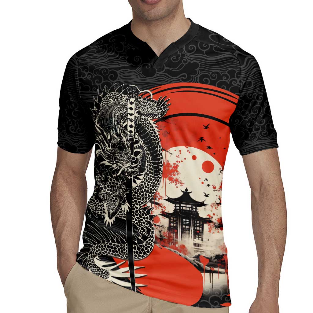 Japanese Dragon Katana Enso Rugby Jersey Japan Pagoda Seamless Cloud - Polynesian Pride