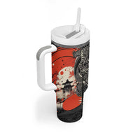 Japanese Dragon Katana Enso Tumbler With Handle Japan Pagoda Seamless Cloud - Polynesian Pride