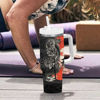 Japanese Dragon Katana Enso Tumbler With Handle Japan Pagoda Seamless Cloud - Polynesian Pride