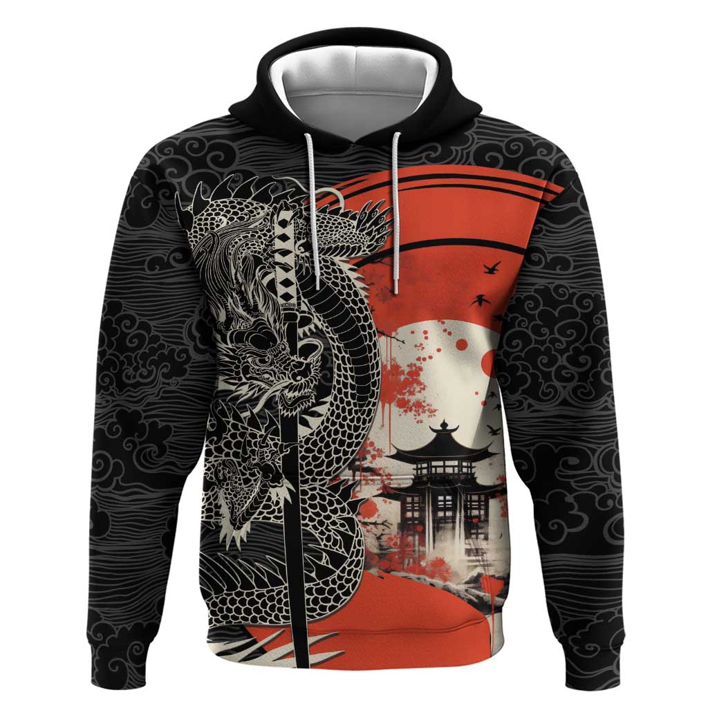 Japanese Dragon Katana Enso Zip Hoodie Japan Pagoda Seamless Cloud - Polynesian Pride