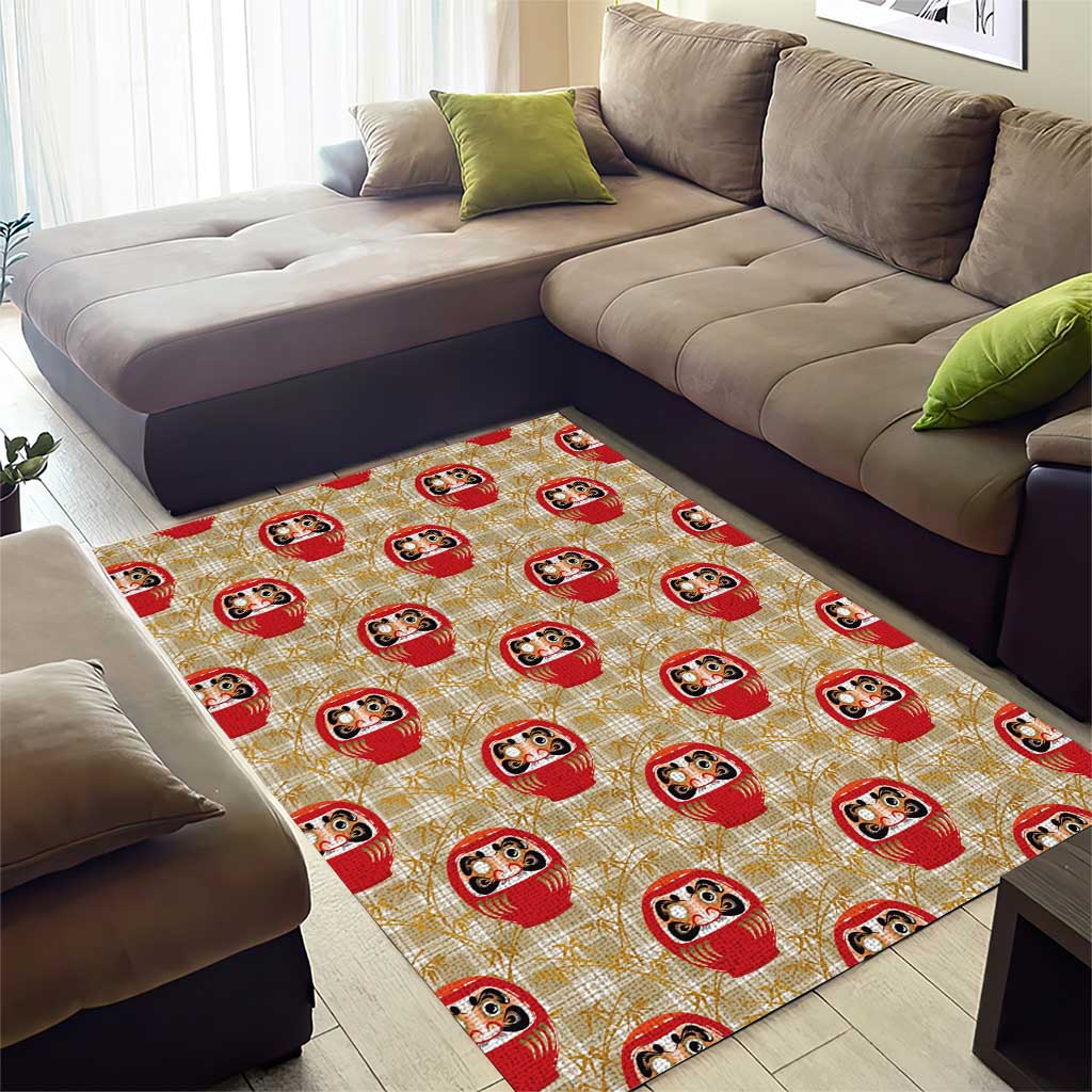 Japanese Daruma Doll Area Rug Palaka With Seamless Bamboo Pattern - Polynesian Pride