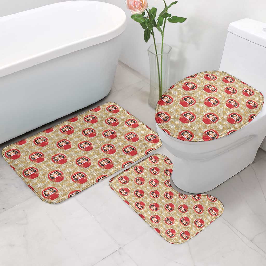Japanese Daruma Doll Bathroom Set Palaka With Seamless Bamboo Pattern - Polynesian Pride