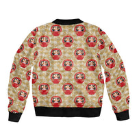 Japanese Daruma Doll Bomber Jacket Palaka With Seamless Bamboo Pattern - Polynesian Pride