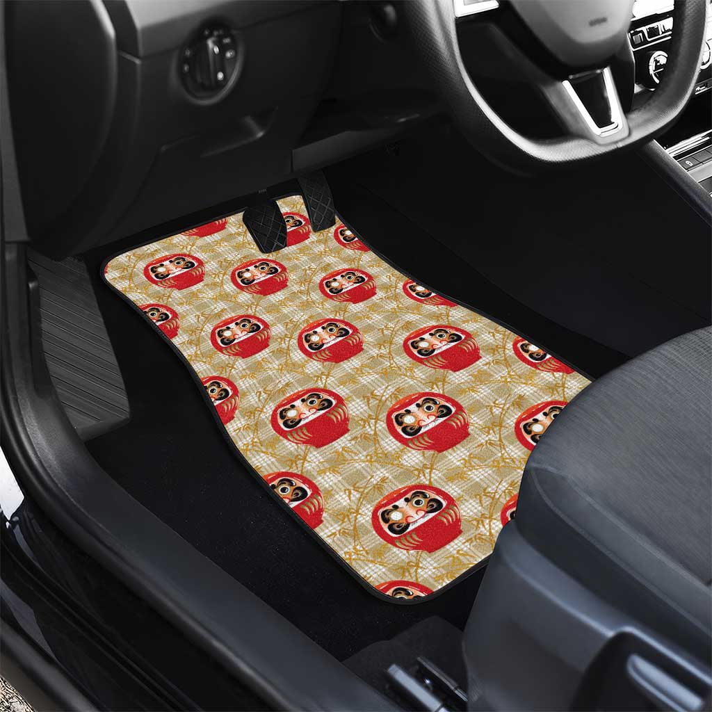 Japanese Daruma Doll Car Mats Palaka With Seamless Bamboo Pattern - Polynesian Pride