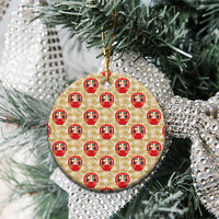 Japanese Daruma Doll Ceramic Ornament Palaka With Seamless Bamboo Pattern