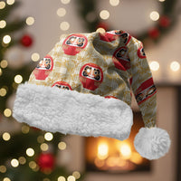 Japanese Daruma Doll Christmas Santa Hat Palaka With Seamless Bamboo Pattern