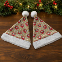Japanese Daruma Doll Christmas Santa Hat Palaka With Seamless Bamboo Pattern
