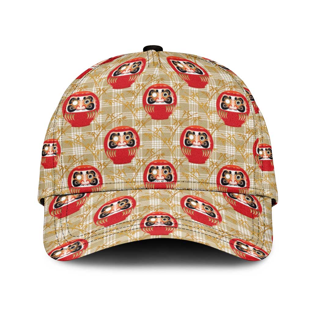 Japanese Daruma Doll Classic Cap Palaka With Seamless Bamboo Pattern