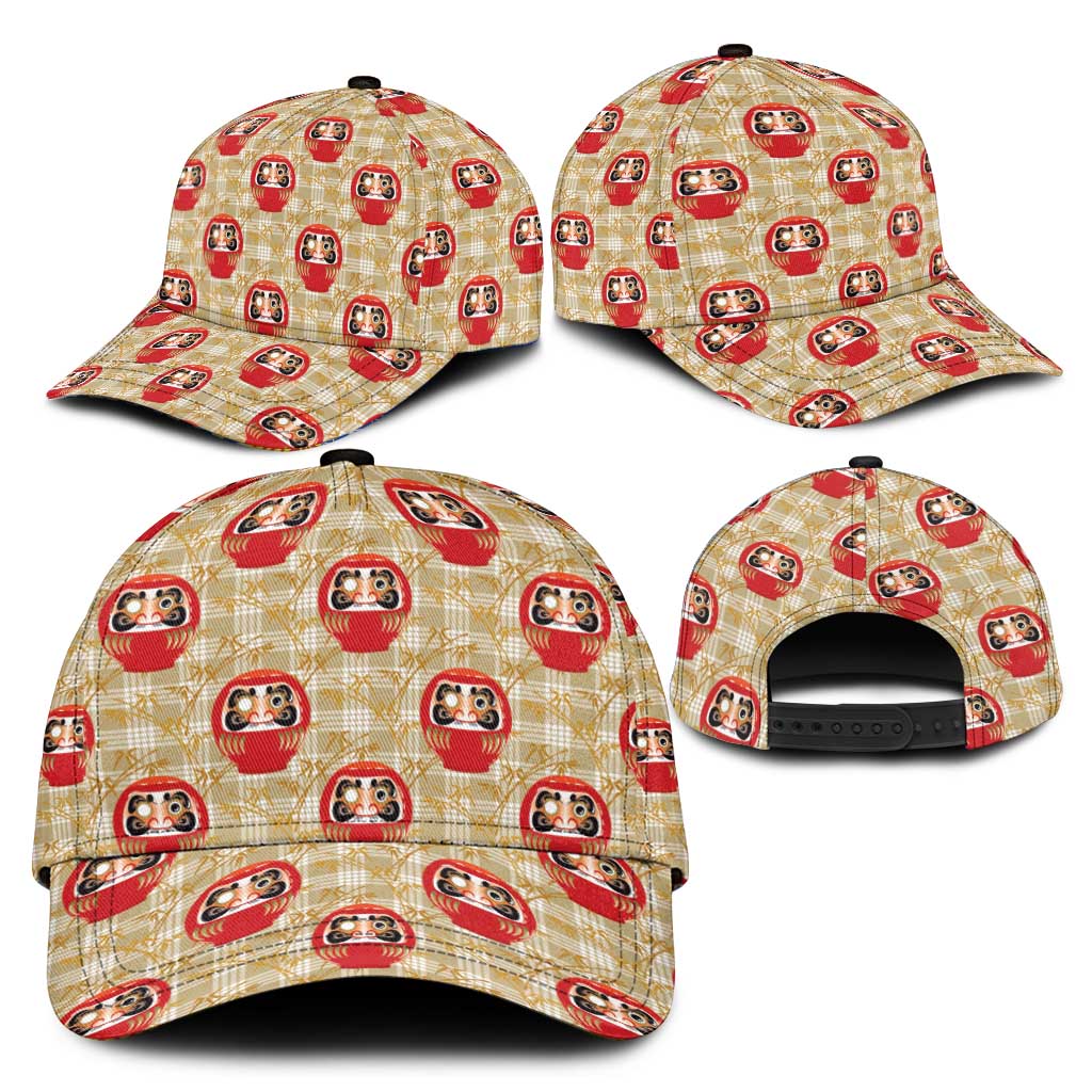 Japanese Daruma Doll Classic Cap Palaka With Seamless Bamboo Pattern