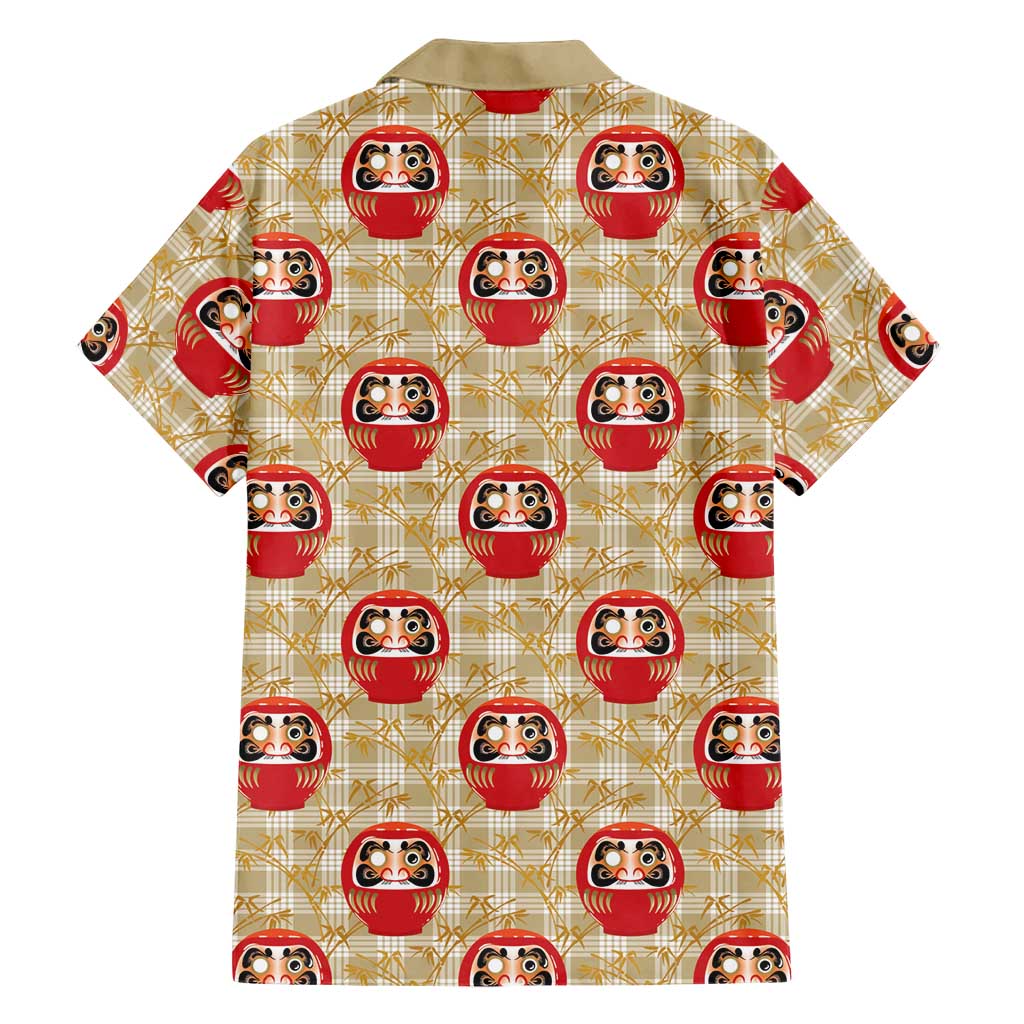 Japanese Daruma Doll Family Matching Off The Shoulder Long Sleeve Dress and Hawaiian Shirt Palaka With Seamless Bamboo Pattern - Polynesian Pride