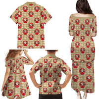 Japanese Daruma Doll Family Matching Puletasi and Hawaiian Shirt Palaka With Seamless Bamboo Pattern - Polynesian Pride