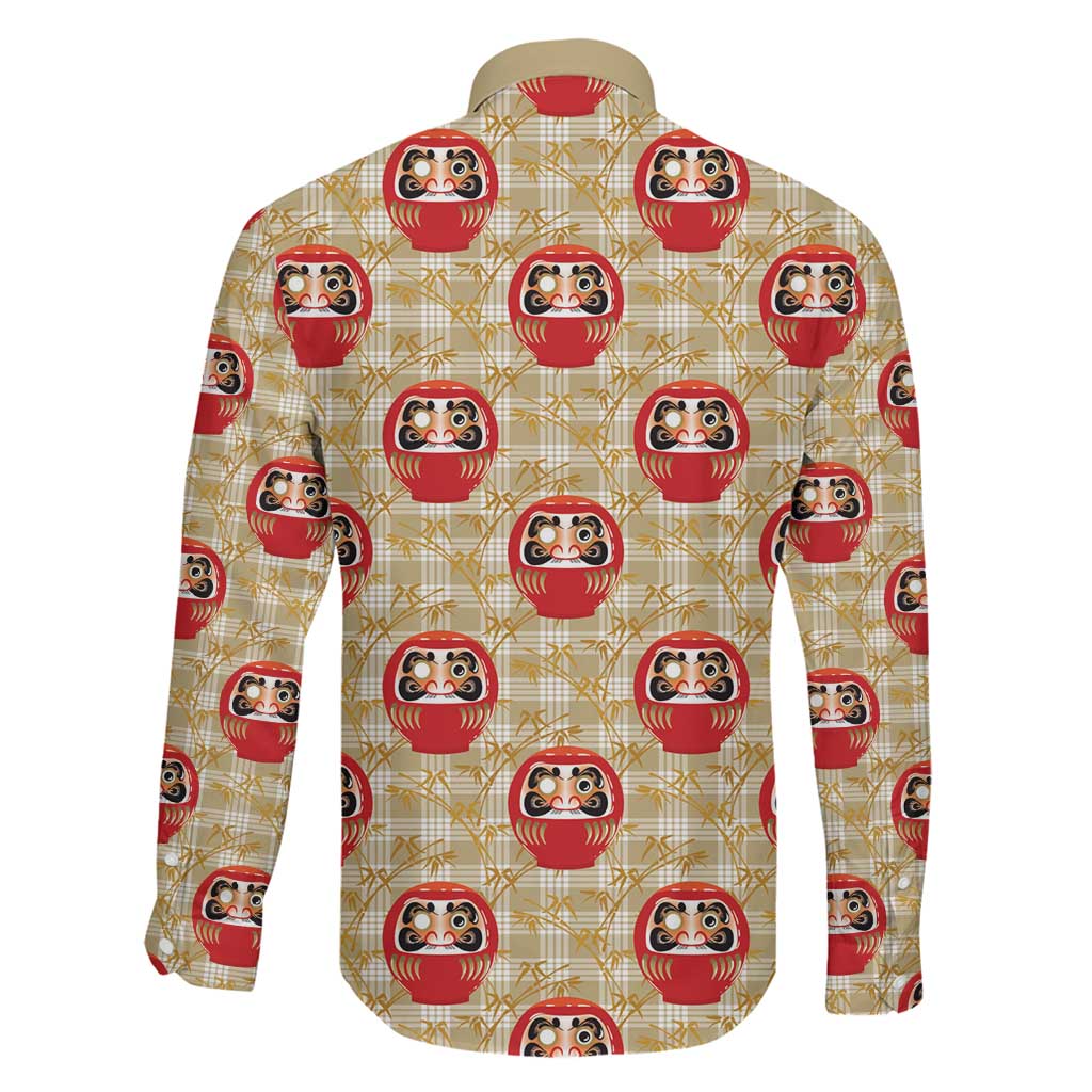 Japanese Daruma Doll Family Matching Short Sleeve Bodycon Dress and Hawaiian Shirt Palaka With Seamless Bamboo Pattern - Polynesian Pride