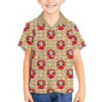 Japanese Daruma Doll Family Matching Tank Maxi Dress and Hawaiian Shirt Palaka With Seamless Bamboo Pattern - Polynesian Pride