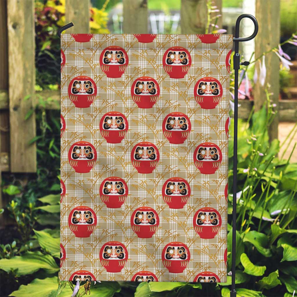 Japanese Daruma Doll Garden Flag Palaka With Seamless Bamboo Pattern - Polynesian Pride