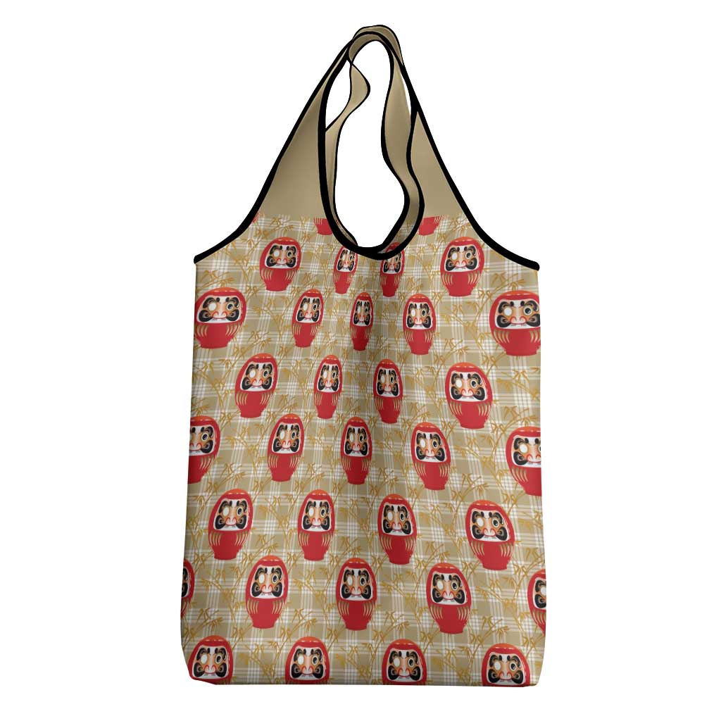 Japanese Daruma Doll Grocery Bag Palaka With Seamless Bamboo Pattern - Polynesian Pride