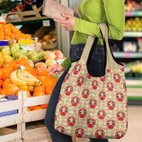 Japanese Daruma Doll Grocery Bag Palaka With Seamless Bamboo Pattern - Polynesian Pride