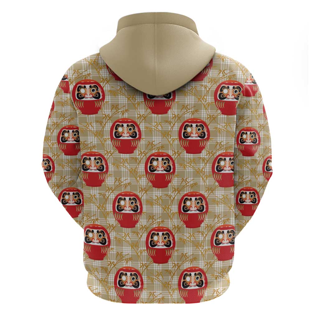 Japanese Daruma Doll Hoodie Palaka With Seamless Bamboo Pattern - Polynesian Pride
