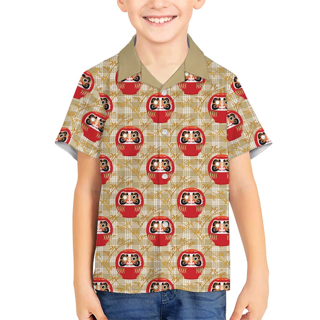 Japanese Daruma Doll Kid Hawaiian Shirt Palaka With Seamless Bamboo Pattern - Polynesian Pride
