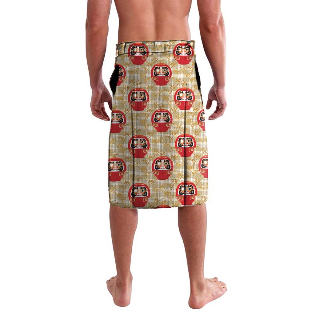 Japanese Daruma Doll Lavalava Palaka With Seamless Bamboo Pattern - Polynesian Pride