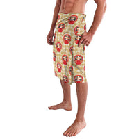 Japanese Daruma Doll Lavalava Palaka With Seamless Bamboo Pattern - Polynesian Pride