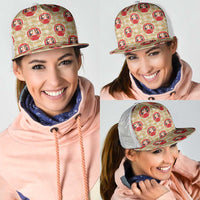 Japanese Daruma Doll Mesh Trucker Cap Palaka With Seamless Bamboo Pattern
