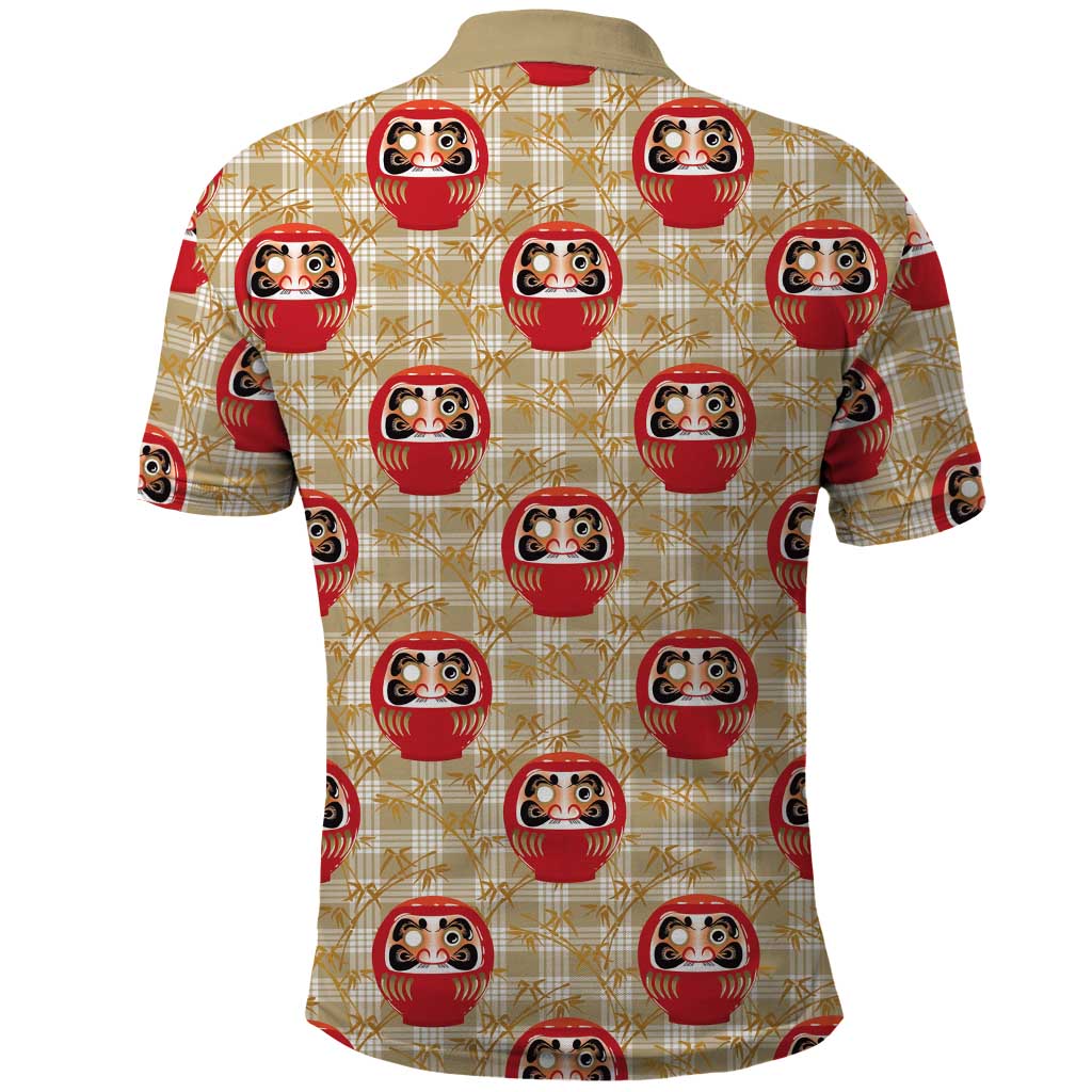 Japanese Daruma Doll Polo Shirt Palaka With Seamless Bamboo Pattern - Polynesian Pride