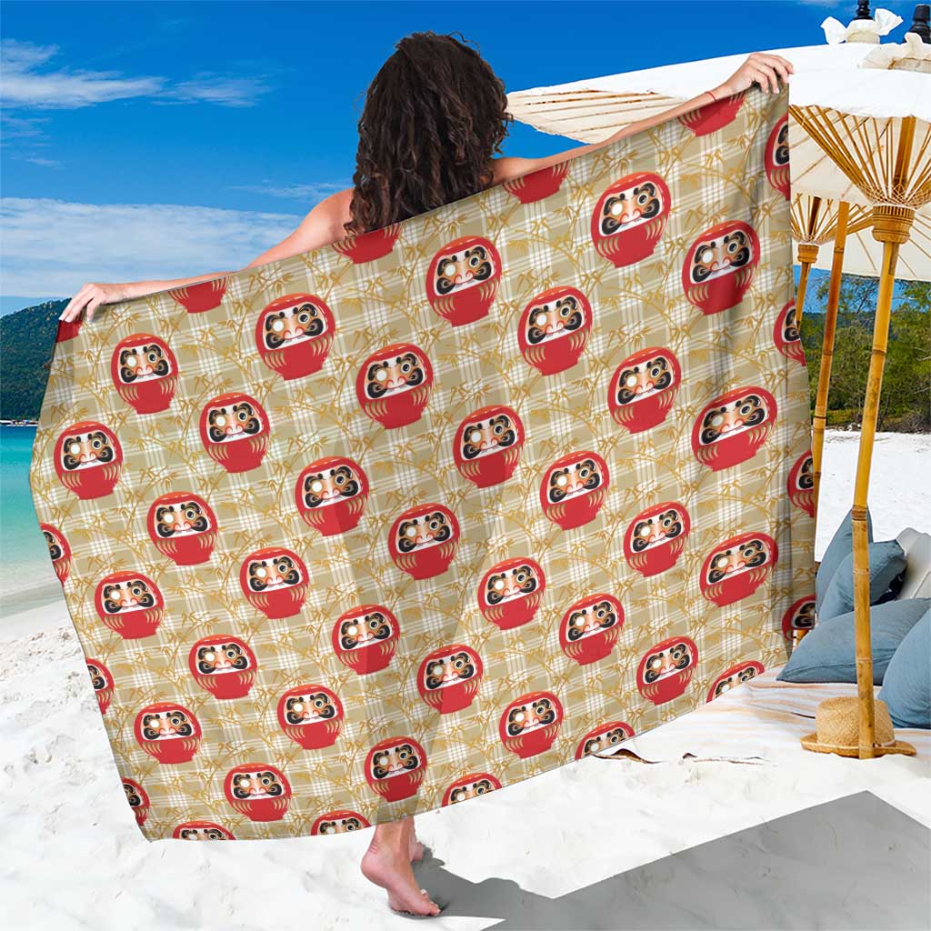 Japanese Daruma Doll Sarong Palaka With Seamless Bamboo Pattern - Polynesian Pride