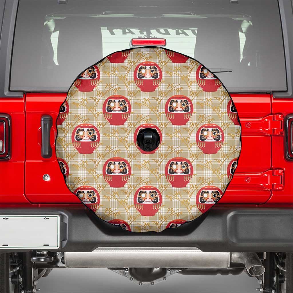 Japanese Daruma Doll Spare Tire Cover Palaka With Seamless Bamboo Pattern - Polynesian Pride