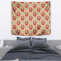 Japanese Daruma Doll Tapestry Palaka With Seamless Bamboo Pattern - Polynesian Pride