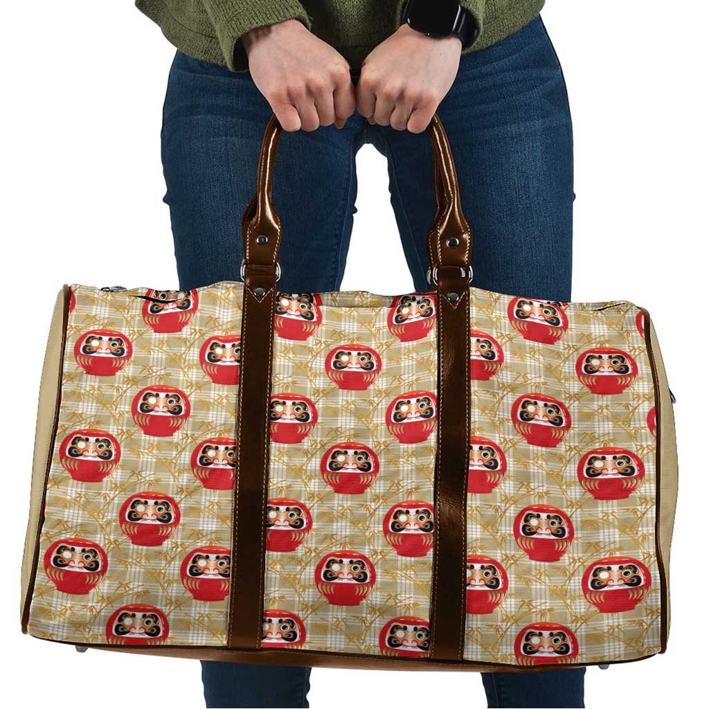 Japanese Daruma Doll Travel Bag Palaka With Seamless Bamboo Pattern - Polynesian Pride