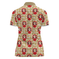 Japanese Daruma Doll Women Polo Shirt Palaka With Seamless Bamboo Pattern - Polynesian Pride