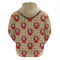 Japanese Daruma Doll Zip Hoodie Palaka With Seamless Bamboo Pattern - Polynesian Pride