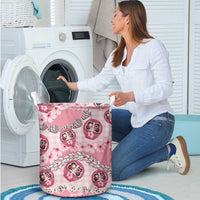 Japanese Daruma Doll Palaka Laundry Basket Cherry Blossoms With Shell Lei - Polynesian Pride
