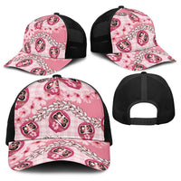 Japanese Daruma Doll Palaka Baseball Net Cap Cherry Blossoms With Shell Lei