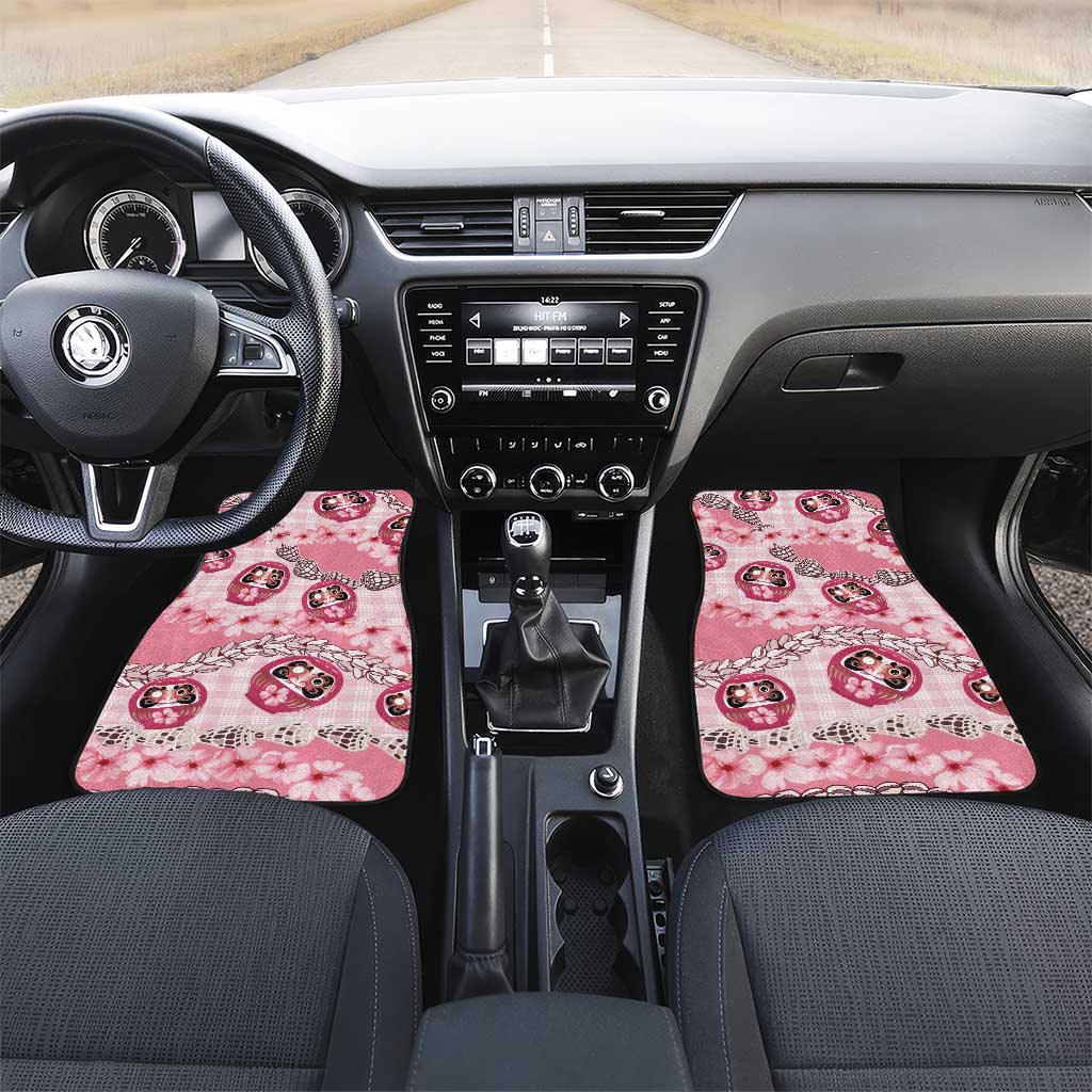 Japanese Daruma Doll Palaka Car Mats Cherry Blossoms With Shell Lei - Polynesian Pride
