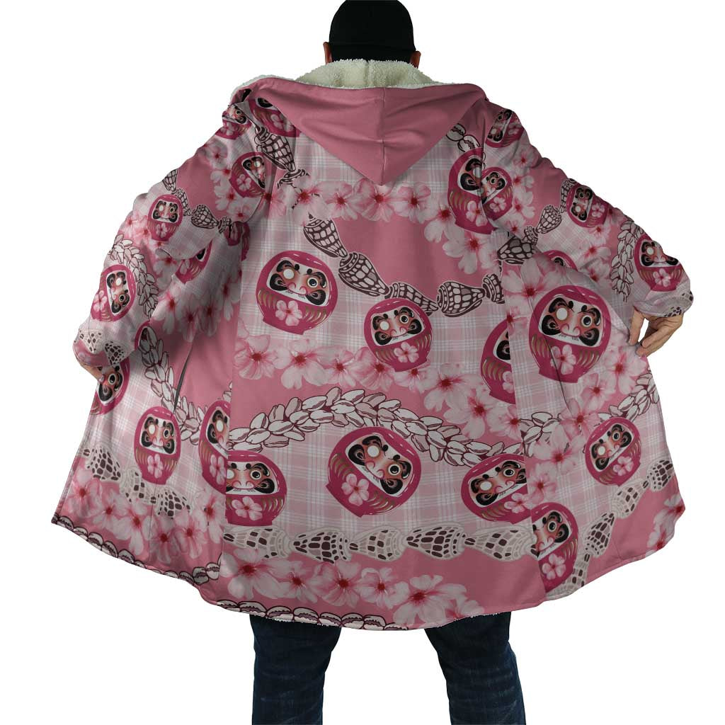Japanese Daruma Doll Palaka Cloak Cherry Blossoms With Shell Lei - Polynesian Pride