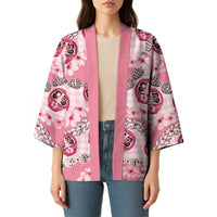Japanese Daruma Doll Palaka Kimono Cherry Blossoms With Shell Lei - Polynesian Pride
