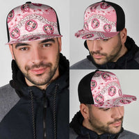 Japanese Daruma Doll Palaka Mesh Trucker Cap Cherry Blossoms With Shell Lei