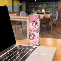 Japanese Daruma Doll Palaka Skinny Tumbler Cherry Blossoms With Shell Lei - Polynesian Pride