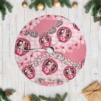 Japanese Daruma Doll Palaka Tree Skirt Cherry Blossoms With Shell Lei