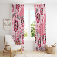 Japanese Daruma Doll Palaka Window Curtain Cherry Blossoms With Shell Lei - Polynesian Pride