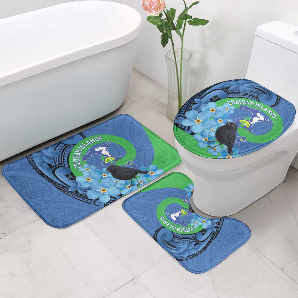 New Zealand Chatham Islands Bathroom Set Wharekauri Forget Me Not With Black Robin LT14 - Polynesian Pride