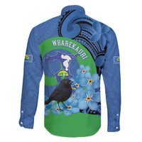 New Zealand Chatham Islands Family Matching Mermaid Dress and Hawaiian Shirt Wharekauri Forget Me Not With Black Robin LT14 - Polynesian Pride